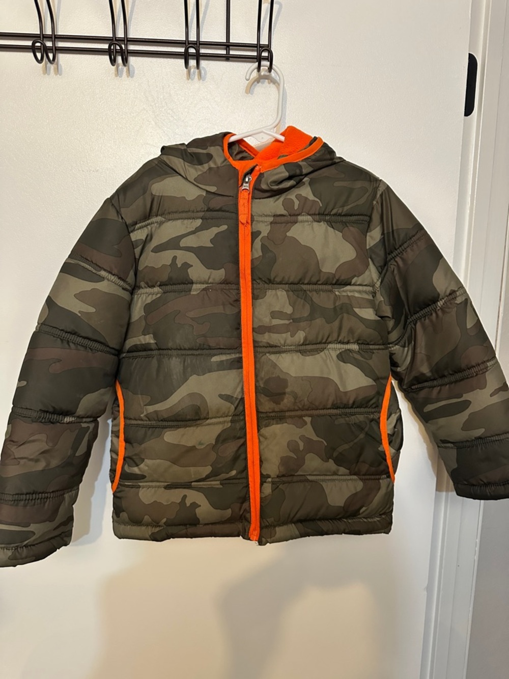 Faded Glory Boys Camouflage Puffer Jacket with Orange Trim